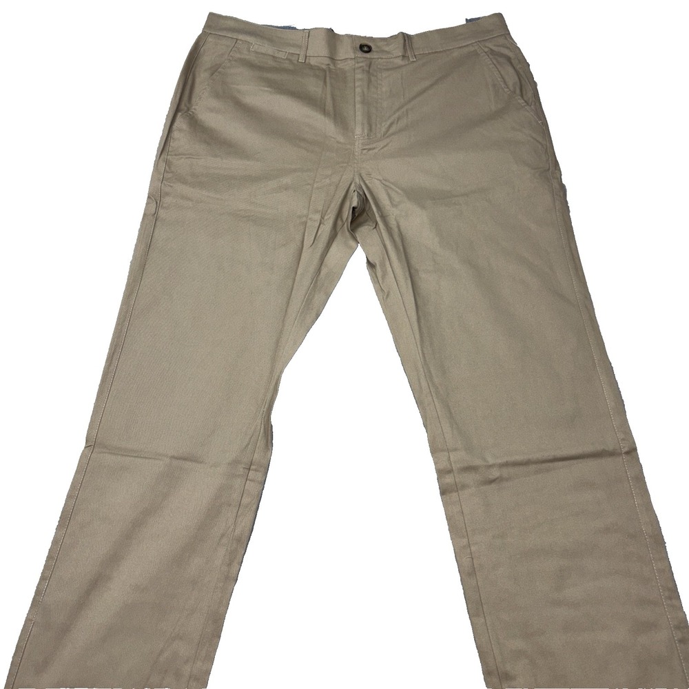Flag & Anthem Nashville Straight Pants Men 34x32 Khaki Cotton Stretch Flat Front